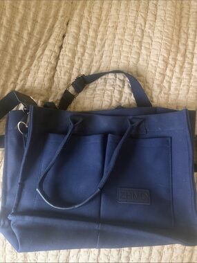 Navy Canvas Laptop Tote Bag with Shoulder Strap